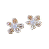 20pcs Crochet Crystal Rhinestone Pearl Flower Charms Pendant DIY Decoration