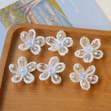 20pcs Crochet Crystal Rhinestone Pearl Flower Charms Pendant DIY Decoration