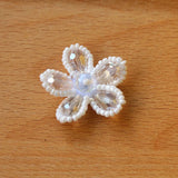 20pcs Crochet Crystal Rhinestone Pearl Flower Charms Pendant DIY Decoration
