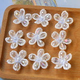 20pcs Crochet Crystal Rhinestone Pearl Flower Charms Pendant DIY Decoration