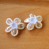 20pcs Crochet Crystal Rhinestone Pearl Flower Charms Pendant DIY Decoration