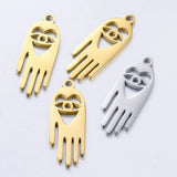 20pcs Hamsa Hand Devil Eye Charm 9x24mm Stainless Steel Jewelry DIY Craft