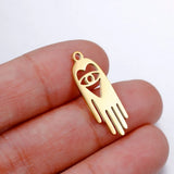 20pcs Hamsa Hand Devil Eye Charm 9x24mm Stainless Steel Jewelry DIY Craft