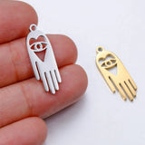 20pcs Hamsa Hand Devil Eye Charm 9x24mm Stainless Steel Jewelry DIY Craft