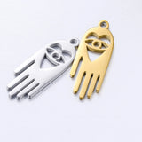 20pcs Hamsa Hand Devil Eye Charm 9x24mm Stainless Steel Jewelry DIY Craft