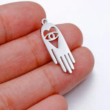 20pcs Hamsa Hand Devil Eye Charm 9x24mm Stainless Steel Jewelry DIY Craft