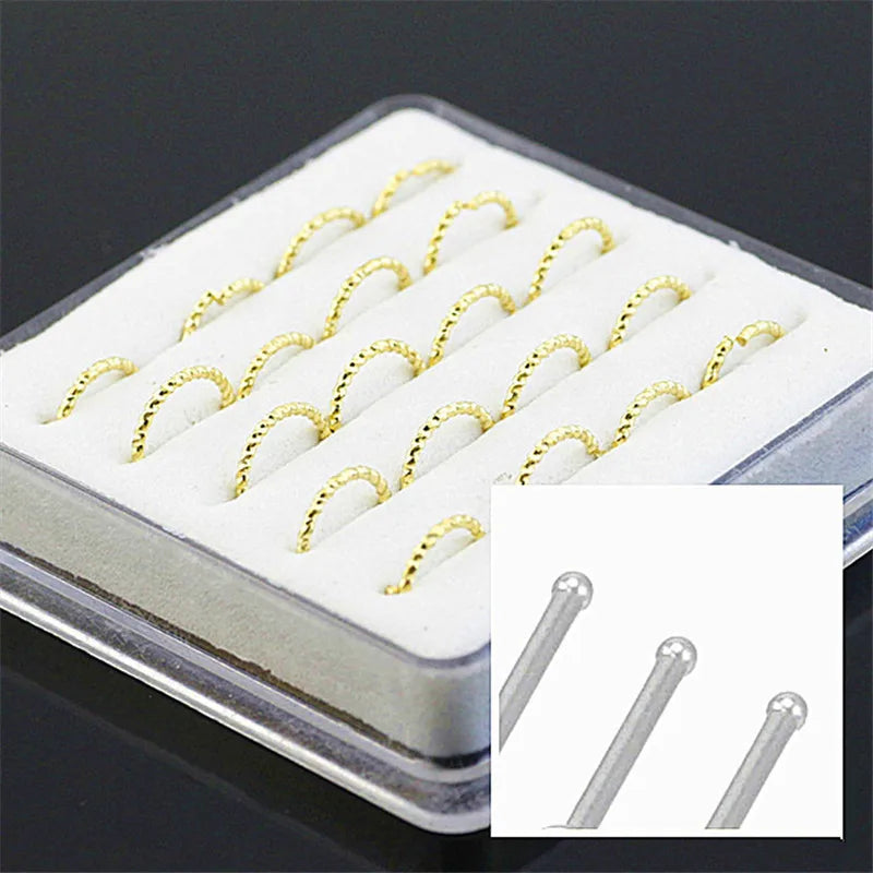 20pcs Twist Rounded Women Nose Ring Vintage Personality Nose Nail & Nose Rings