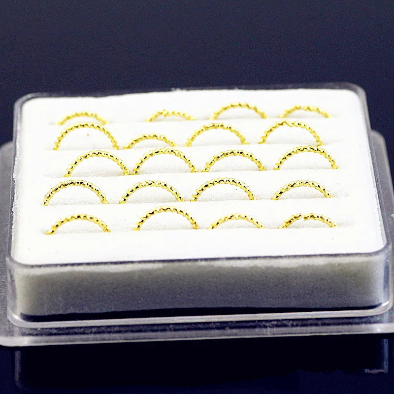 20pcs Twist Rounded Women Nose Ring Vintage Personality Nose Nail & Nose Rings