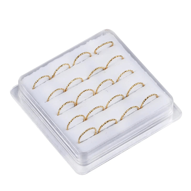20pcs Twist Rounded Women Nose Ring Vintage Personality Nose Nail & Nose Rings