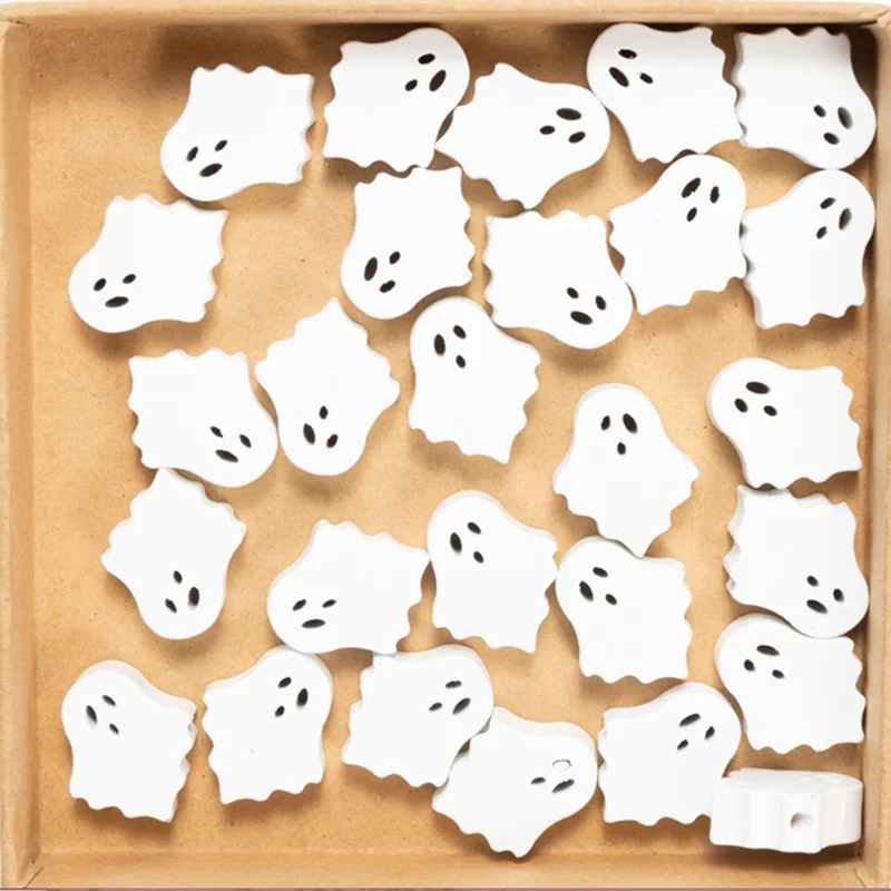 20pcs Halloween Wooden Bead Party Decor DIY Tassel Pendant