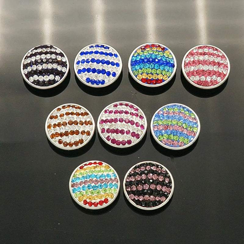 20pcs/lot NA1156 Colorful Stripe Rhinestone Snap Button Charm Jewelry