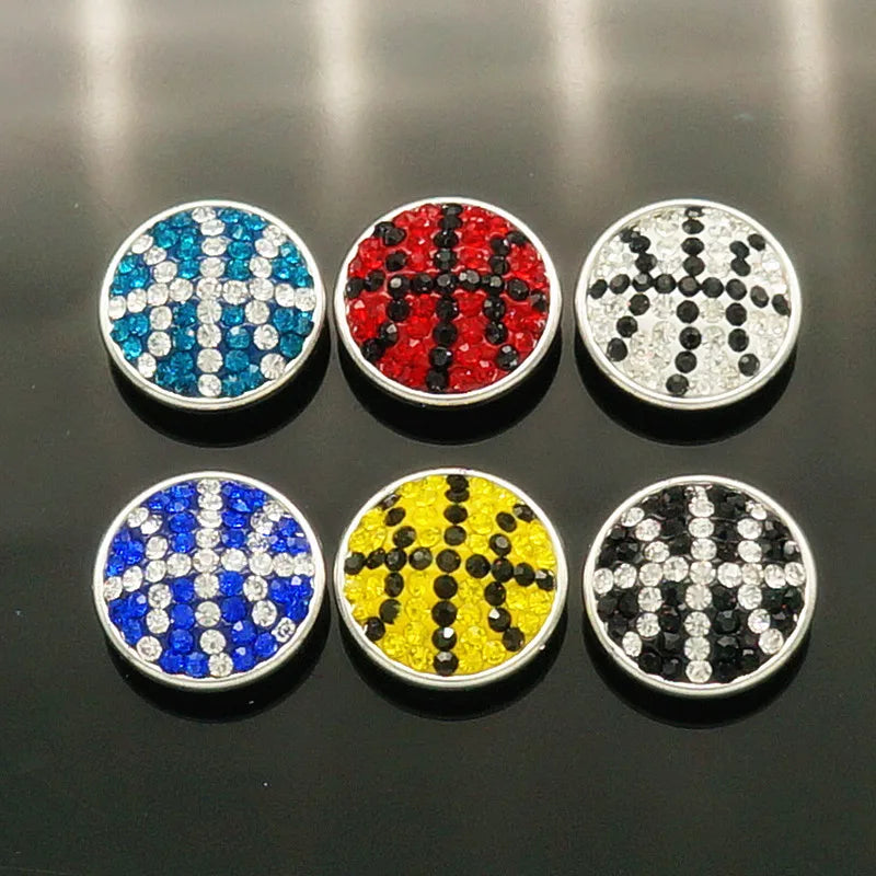20pcs NA1157 Colorful Basketball 18mm Rhinestone Snap Button Charm Jewelry