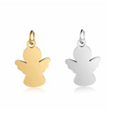 20pcs Stainless Steel Little Angle Charm Pendant DIY Jewelry Engraved