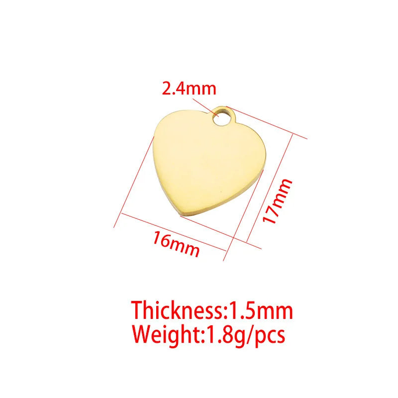 20pcs Stainless Steel Love Heart 17*16mm Stamping Blanks for DIY