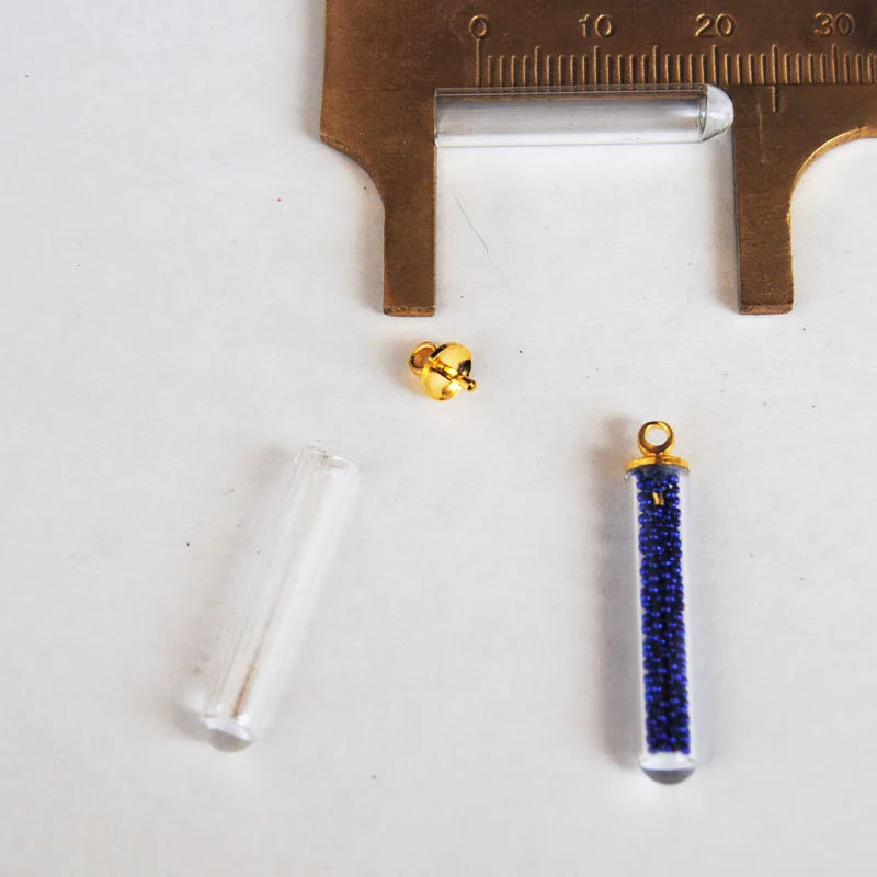 20 Sets 25*5mm Glass Globe & Cover Button Set for Sweater Chain