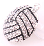 Rhodium Plated Crystal Enamel Volleyball Sports Pendants x10