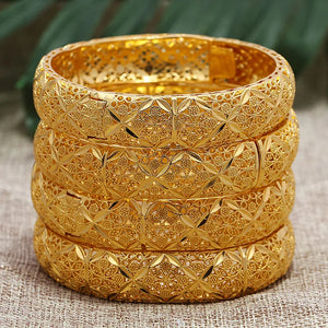 24K Flower Dubai Wedding Jewelry Ethiopian Kids Bangles