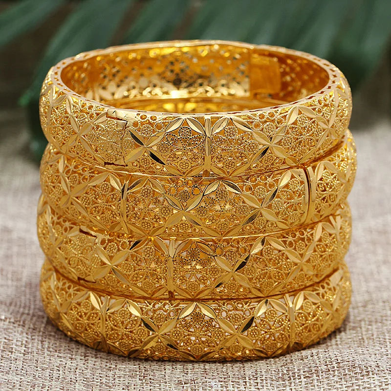 24K Flower Dubai Wedding Jewelry Ethiopian Kids Bangles