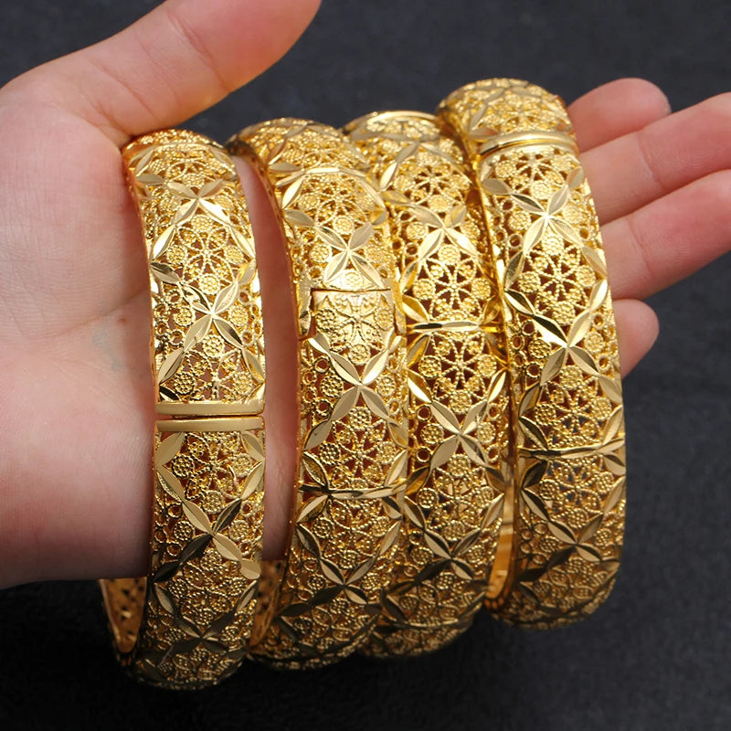 24K Flower Dubai Wedding Jewelry Ethiopian Kids Bangles