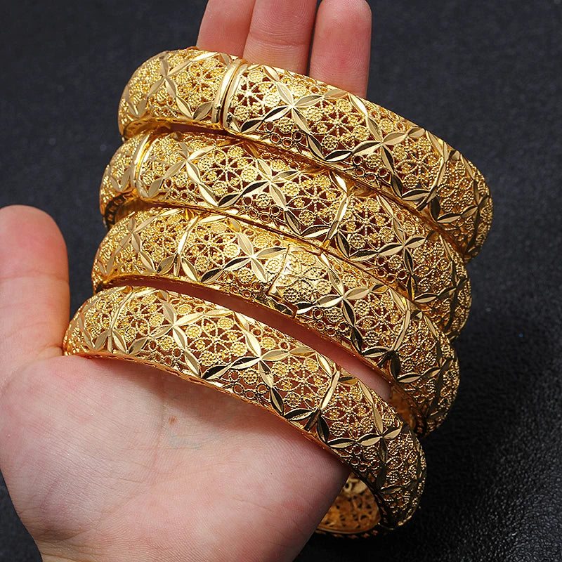 24K Flower Dubai Wedding Jewelry Ethiopian Kids Bangles