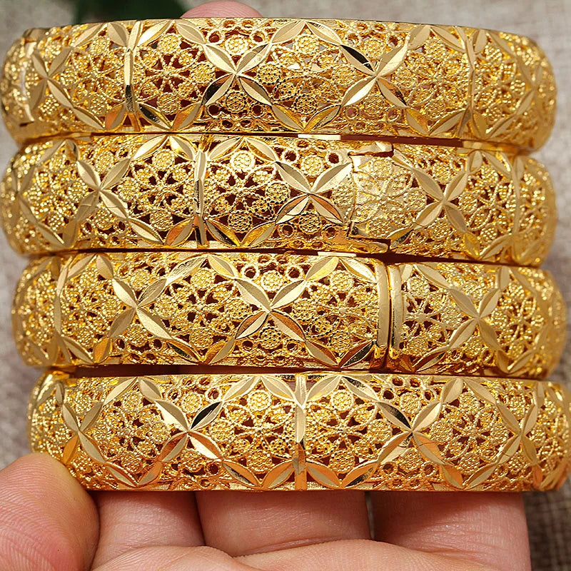 24K Flower Dubai Wedding Jewelry Ethiopian Kids Bangles
