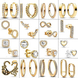 Heart Hoop Earring Huggie 925 Silver Charm Jewelry Pandora DIY