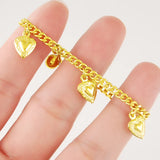 24K Plating Yellow Heart Charms Bracelet for Babies Girls