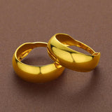24K Circle Round Hoop Earrings for Women's Statement Gold Charm Earrings