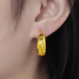 24K Circle Round Hoop Earrings for Women's Statement Gold Charm Earrings