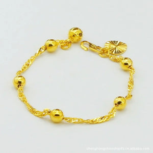 24k 2mm Plated Bead Water Wave Bracelet For Woman Jewelry Gift
