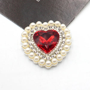 10pcs Peach Heart Pearl Rhinestone Acrylic Buckle DIY Jewelry Accessories