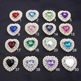 10pcs Peach Heart Pearl Rhinestone Acrylic Buckle DIY Jewelry Accessories