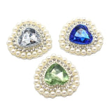 10pcs Peach Heart Pearl Rhinestone Acrylic Buckle DIY Jewelry Accessories