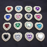 10pcs Peach Heart Pearl Rhinestone Acrylic Buckle DIY Jewelry Accessories