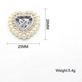 10pcs Peach Heart Pearl Rhinestone Acrylic Buckle DIY Jewelry Accessories