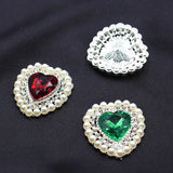 10pcs Peach Heart Pearl Rhinestone Acrylic Buckle DIY Jewelry Accessories