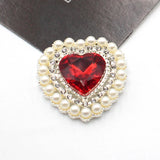 10pcs Peach Heart Pearl Rhinestone Acrylic Buckle DIY Jewelry Accessories