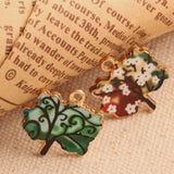 25pcs Enamels Tree Alloy Pendant Jewelry Making DIY Craft