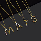 Alphabet Pendants Clasp Chain Initial 925 Sterling Silver Necklace A-Z Choker