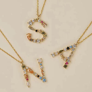 Alphabet Pendants Clasp Chain Initial 925 Sterling Silver Necklace A-Z Choker