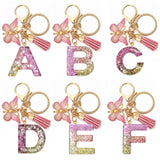 Colorful Love Heart Sequins Resin Key Chain English Alphabet Keyring