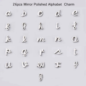 26Pcs Stainless Steel Alphabet Beads 1.8mm Hole DIY Necklace