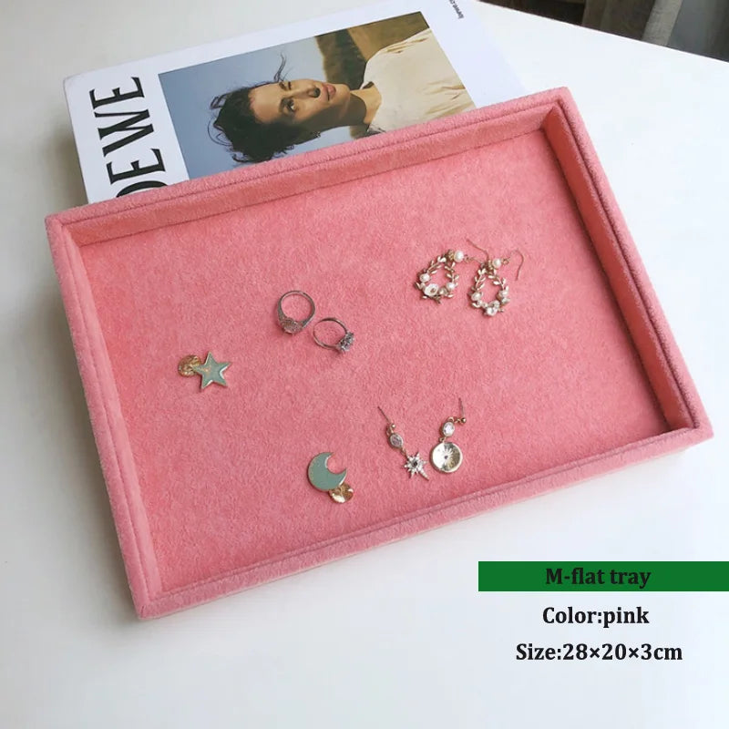 Pink Ring Jewelry Display Organizer Tray Holder Storage Box Showcase