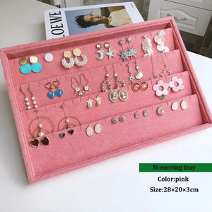 Pink Ring Jewelry Display Organizer Tray Holder Storage Box Showcase