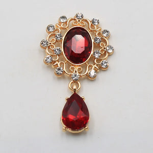 10Pcs Alloy Glass Rhinestone Brooch DIY Decoration