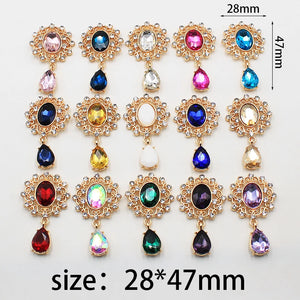 10Pcs Alloy Glass Rhinestone Brooch DIY Decoration
