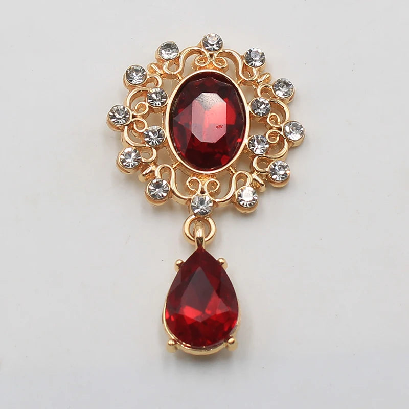10Pcs Alloy Glass Rhinestone Brooch DIY Decoration