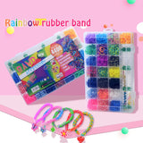 28 Rainbow Rubber Bands Set Kid Multi-functional DIY Toys for Girls
