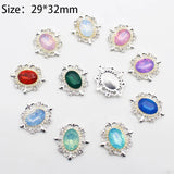Oval Resin Alloy Flat Bottom Rhinestone Pearl Metal Decorative Accessories