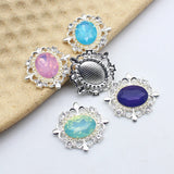 Oval Resin Alloy Flat Bottom Rhinestone Pearl Metal Decorative Accessories